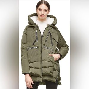 Orolay Women's Thickened Down Hooded Jacket Parka Coat Green Warm Winter Size S